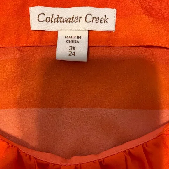 Coldwater Creek Women's Sleeveless Orange Blouse, Size 3X - Picture 3 of 4